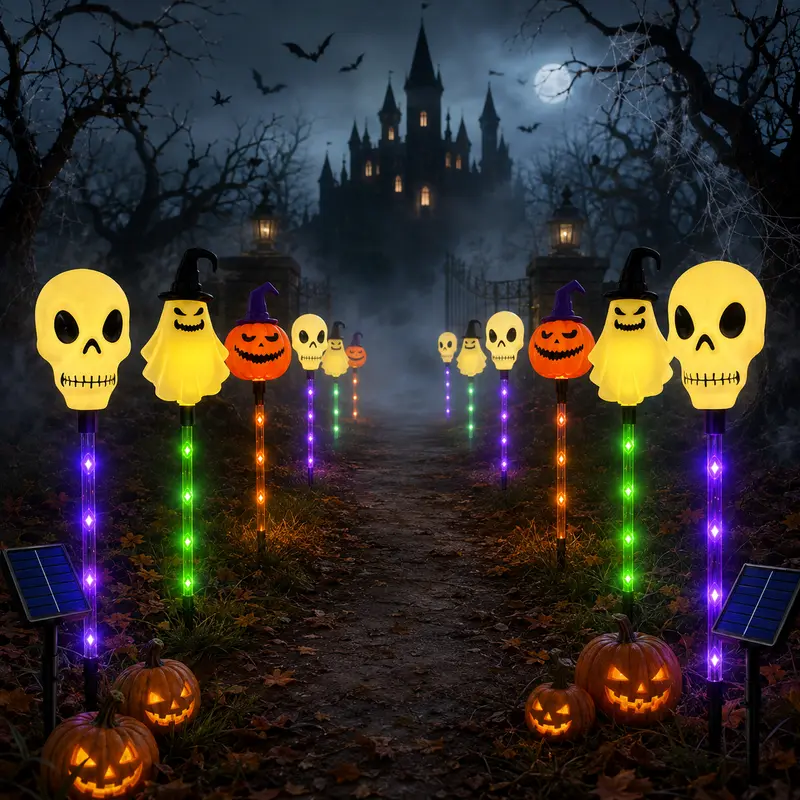 Pack Of 6 Waterproof Halloween Solar Path Lights Set