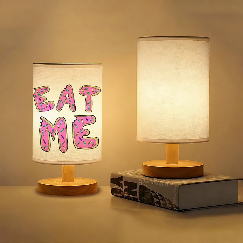 A Modern USB-powered Linen Table Lamp with Creative Patterns