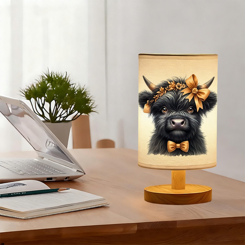 Cow Themed USB Powered Linen Lamp