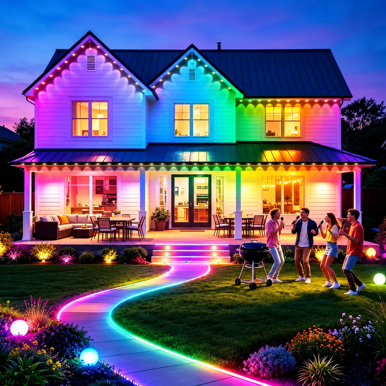 Christmas Outdoor RGB LED Eave Lights With App Remote Control