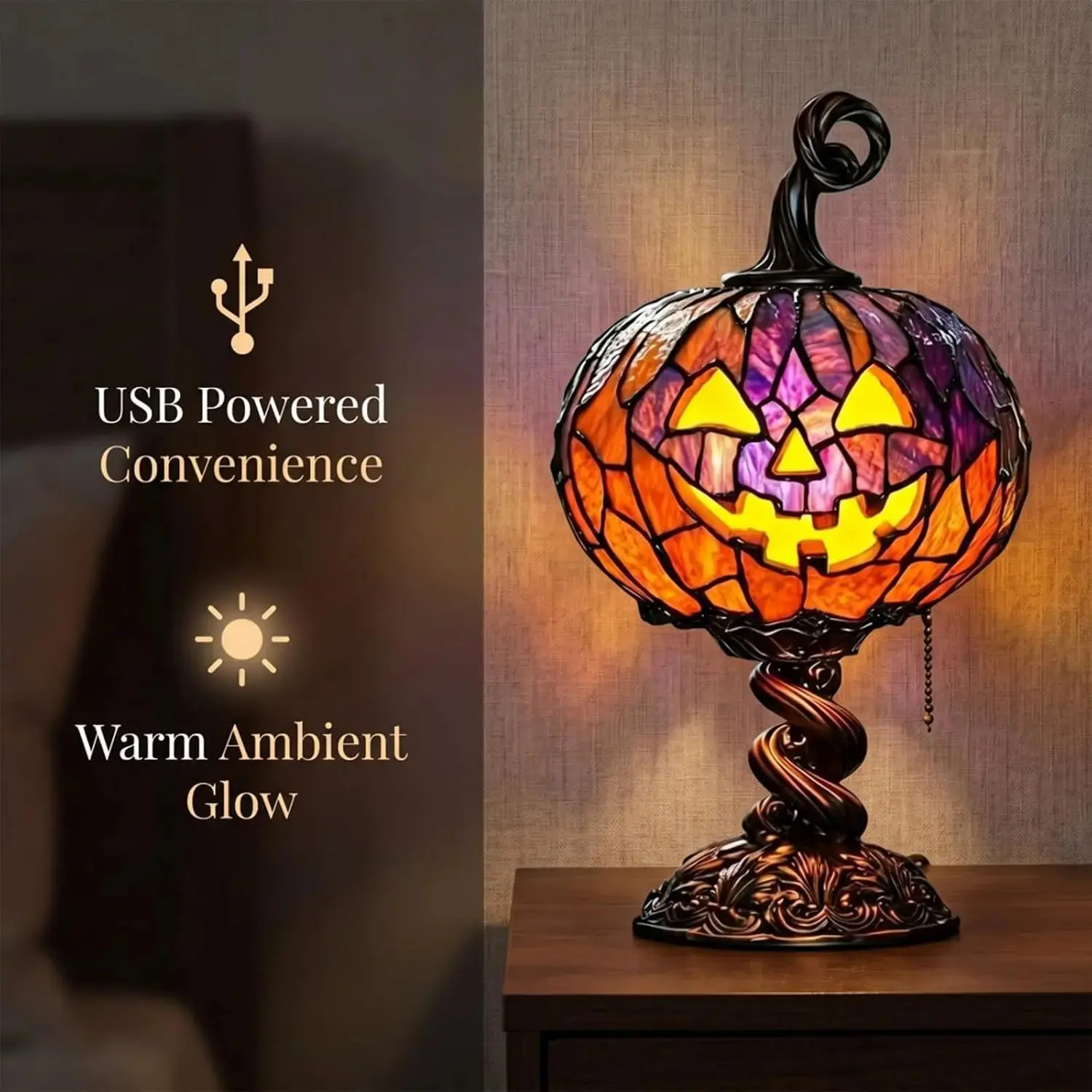 Halloween Decorative Table Lamp - 22cm/8.66in Height, 14cm/5.51in Width, Halloween-themed Design, Decorative Lighting
