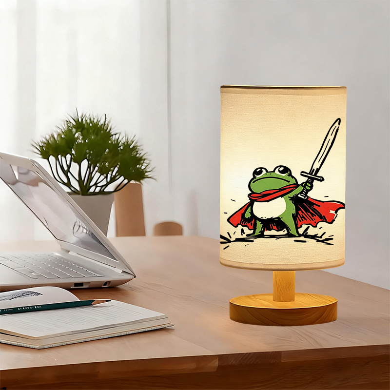 A Modern USB powered Linen Table Lamp with Creative Patterns and Perfect for Bedside Decoration