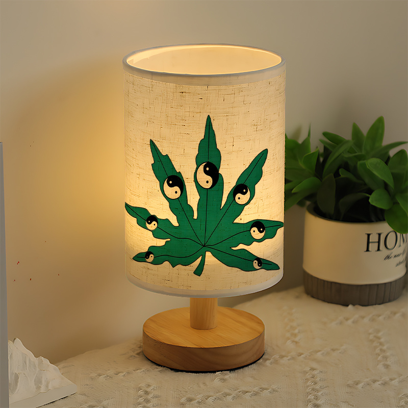 USB Powered Linen Table Lamp With Creative Patterns