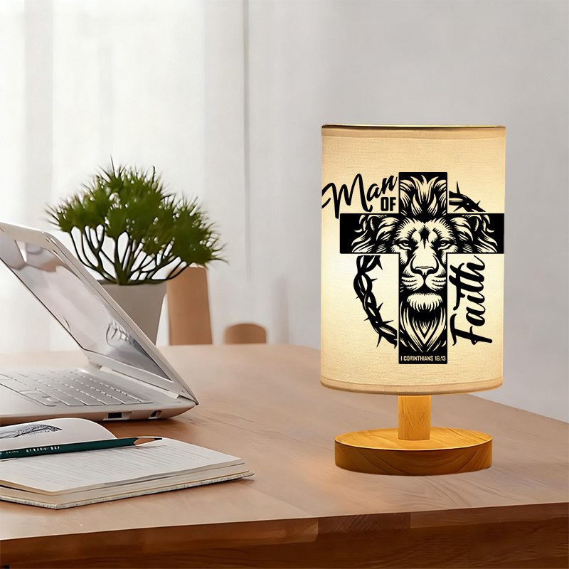 Modern USB-Powered Linen Table Lamp with Face Design