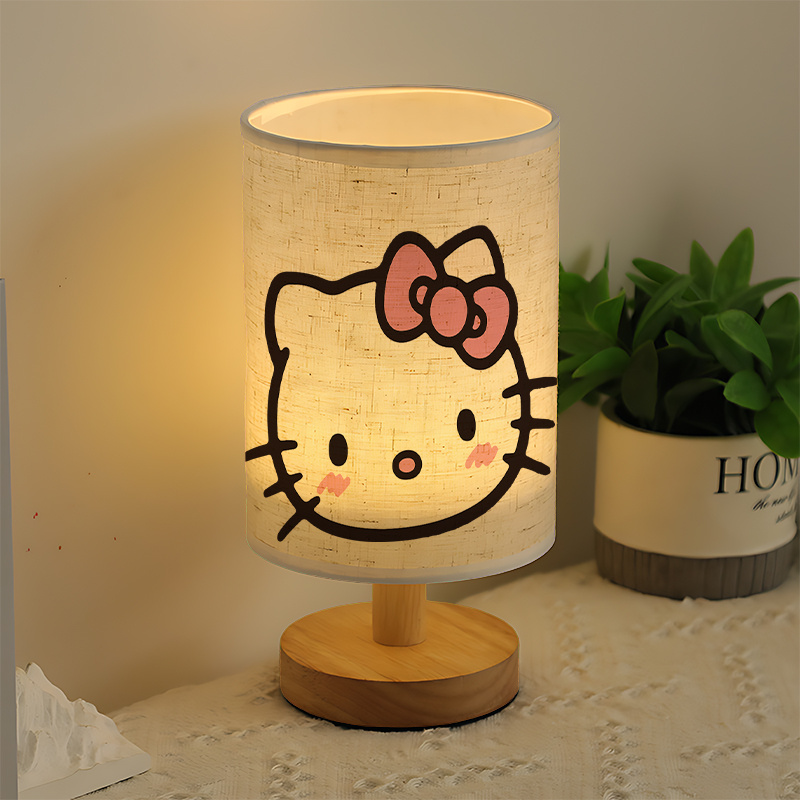 Modern USB-powered Sanrio Linen Table Lamp Perfect for Bedside Decoration