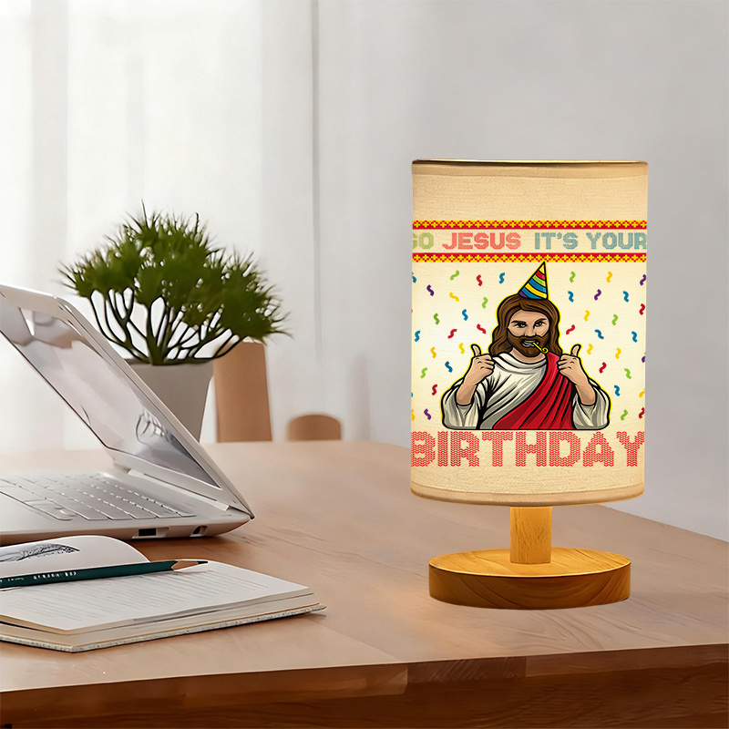 USB Powered Linen Table Lamp Birthday Design