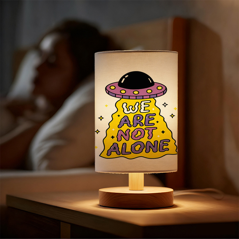 A Modern USB-powered Linen Table Lamp with Creative Patterns