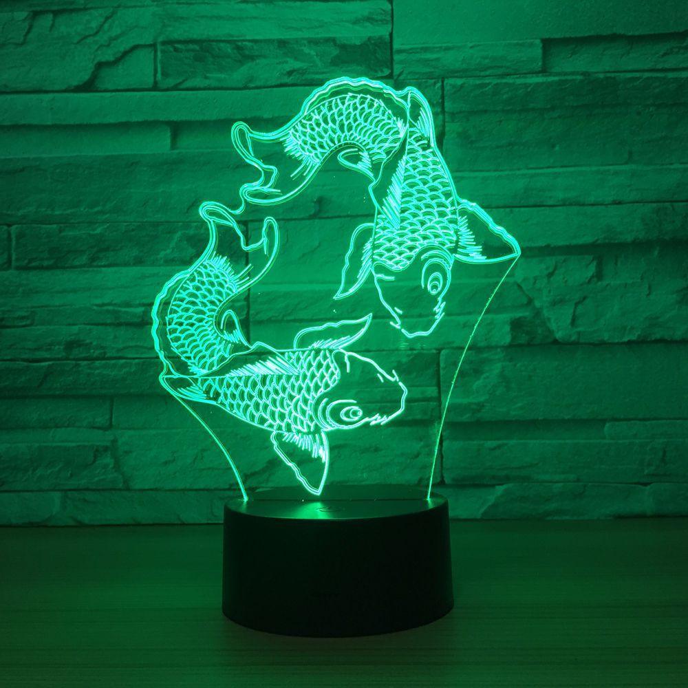 Adorable Fishes 3D Optical Illusion Lamp - 3D Optical Lamp