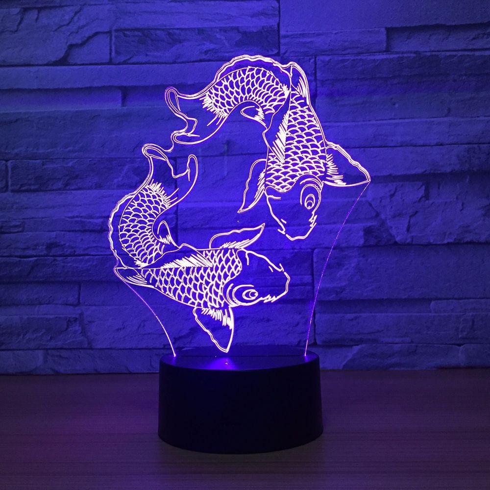 Adorable Fishes 3D Optical Illusion Lamp - 3D Optical Lamp