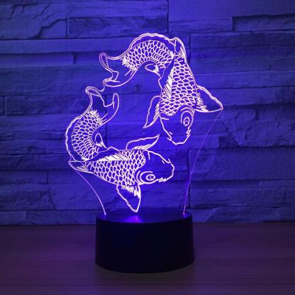 Adorable Fishes 3D Optical Illusion Lamp - 3D Optical Lamp