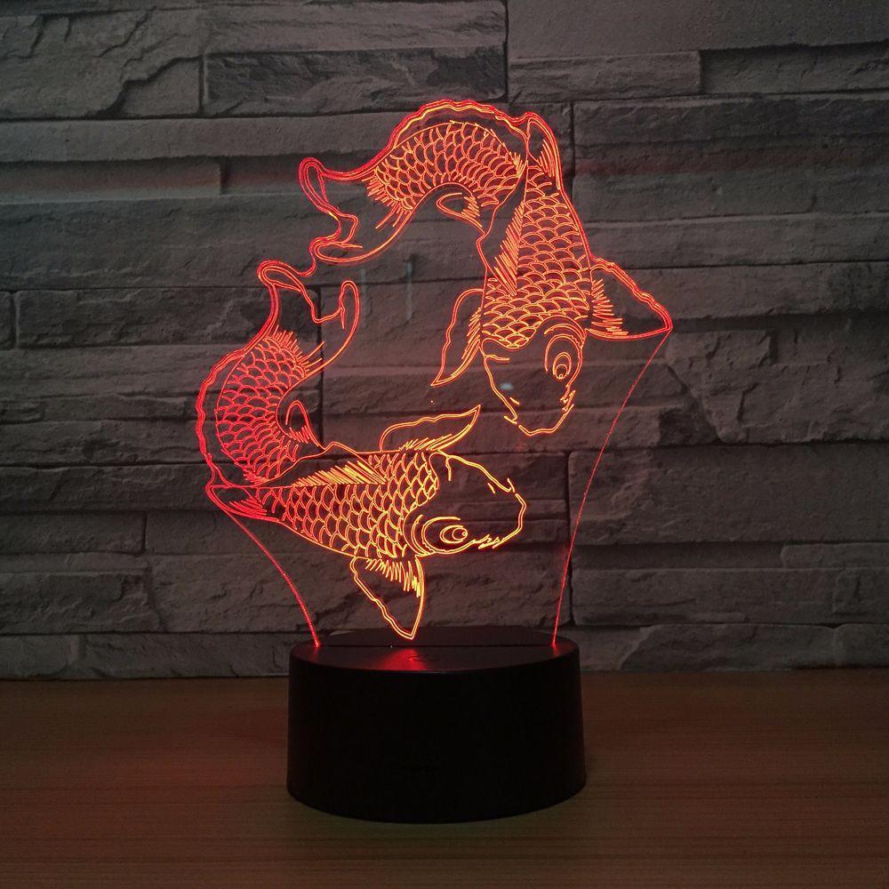 Adorable Fishes 3D Optical Illusion Lamp - 3D Optical Lamp