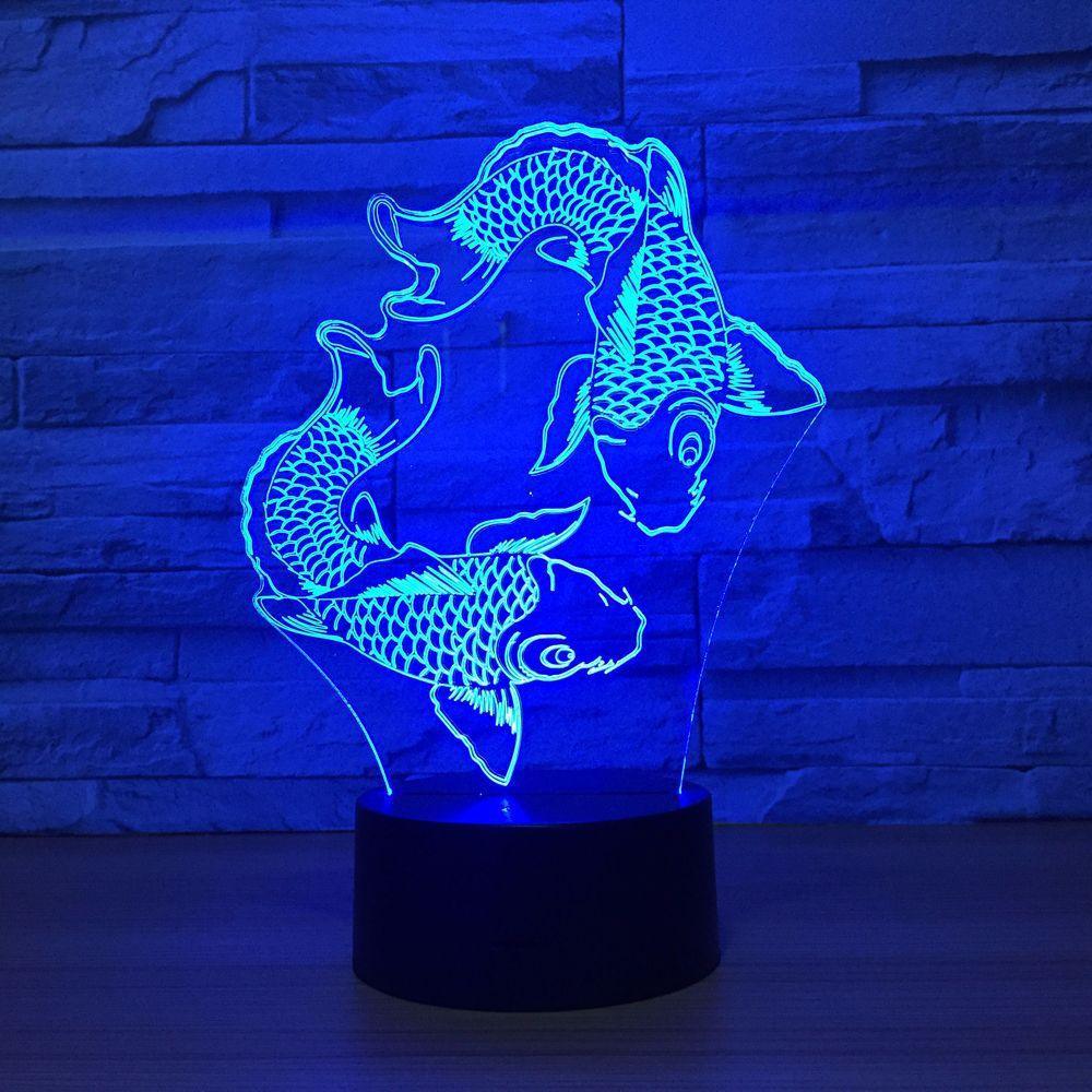 Adorable Fishes 3D Optical Illusion Lamp - 3D Optical Lamp