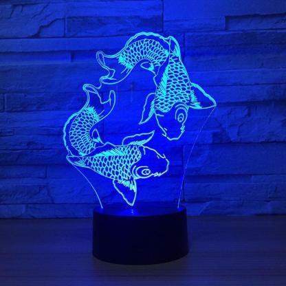 Adorable Fishes 3D Optical Illusion Lamp - 3D Optical Lamp