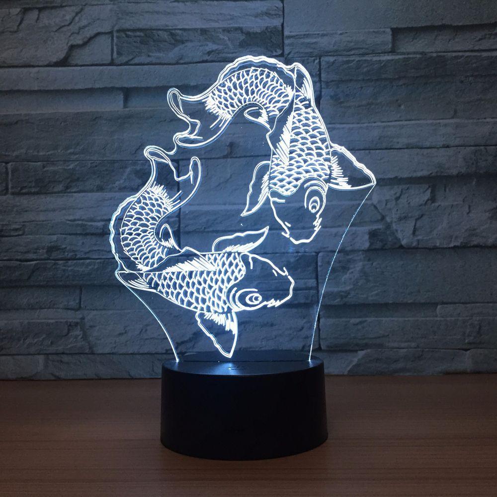 Adorable Fishes 3D Optical Illusion Lamp - 3D Optical Lamp
