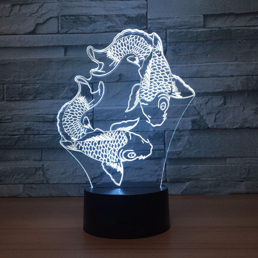Adorable Fishes 3D Optical Illusion Lamp - 3D Optical Lamp