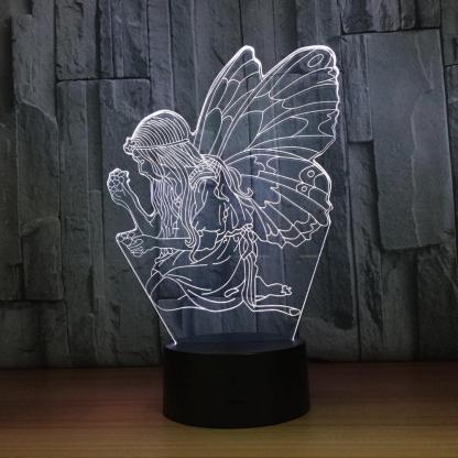 Flower Fairy 3D Optical Illusion Lamp - 3D Optical Lamp