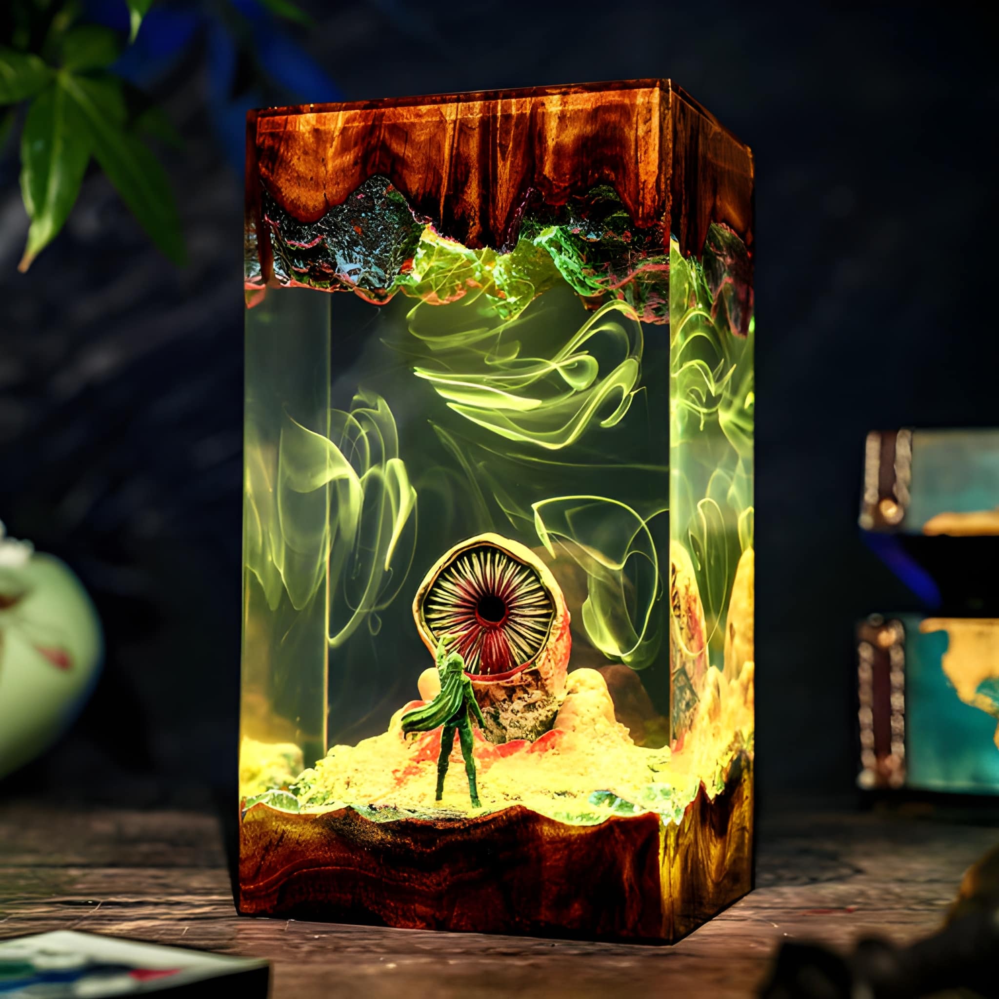 Desert Worm Resin Epoxy Sci-Fi Desk Lamp