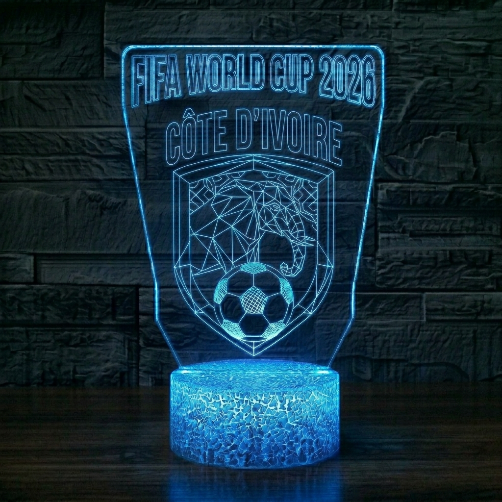 FIFA 2026 Côte d'Ivoire Soccer Sports Themed 3D Optical Lamp