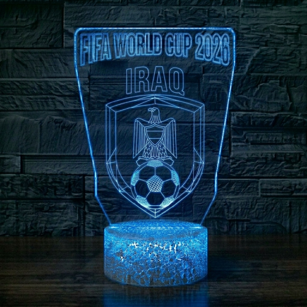 FIFA 2026 Iraq Soccer Sports Themed 3D Optical Lamp