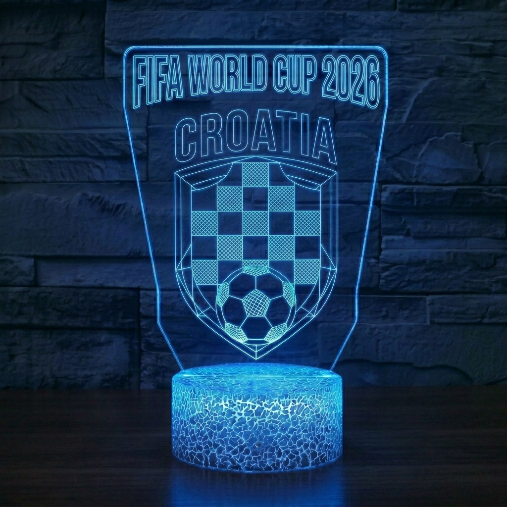 FIFA 2026 Croatia Soccer Sports Themed 3D Optical Lamp
