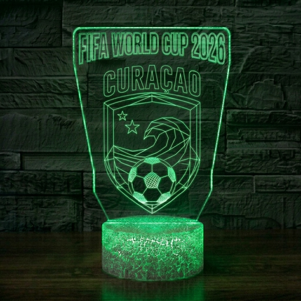 FIFA 2026 Curaçao Soccer Sports Themed 3D Optical Lamp