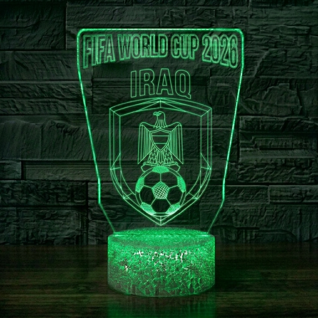 FIFA 2026 Iraq Soccer Sports Themed 3D Optical Lamp
