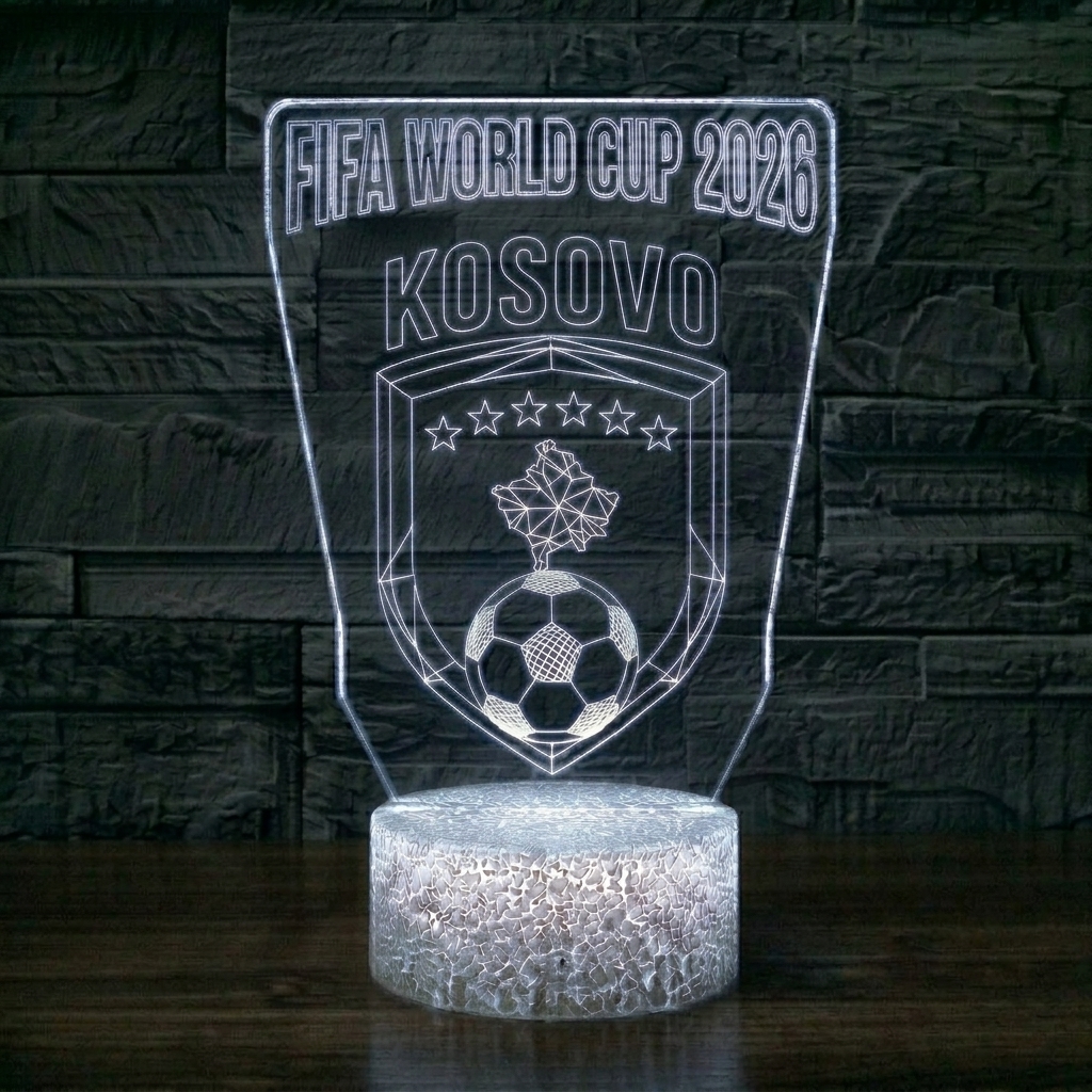 FIFA 2026 Kosovo Soccer Sports Themed 3D Optical Lamp