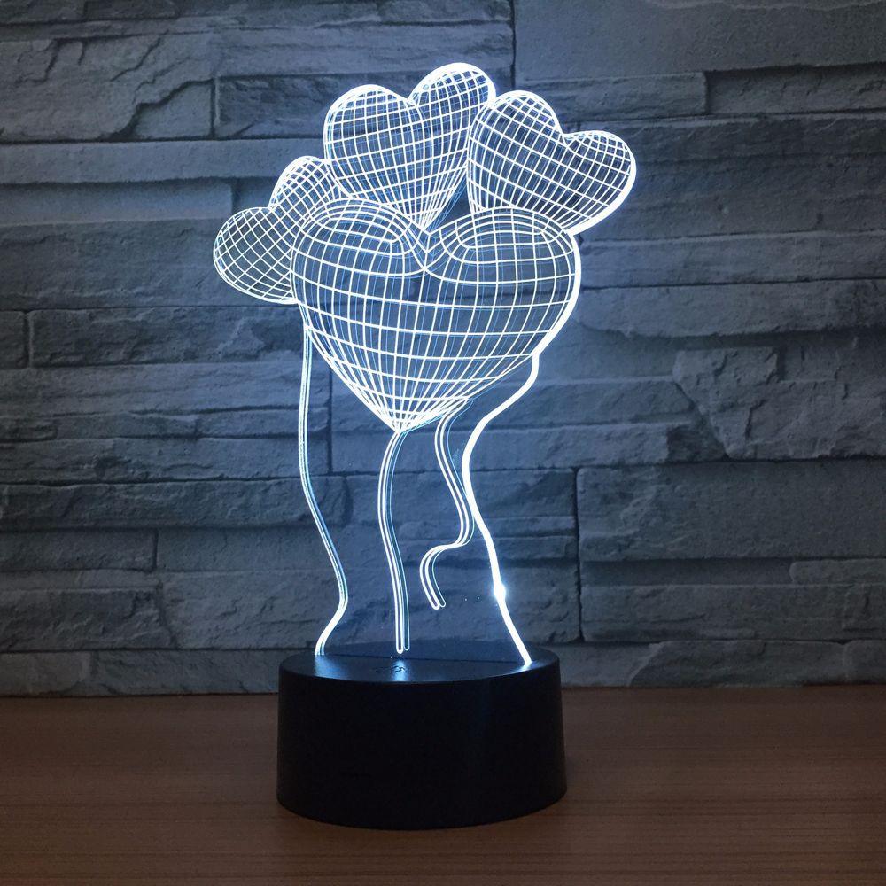 Heart Ballons 3D Optical Illusion Lamp-3D Optical Lamp