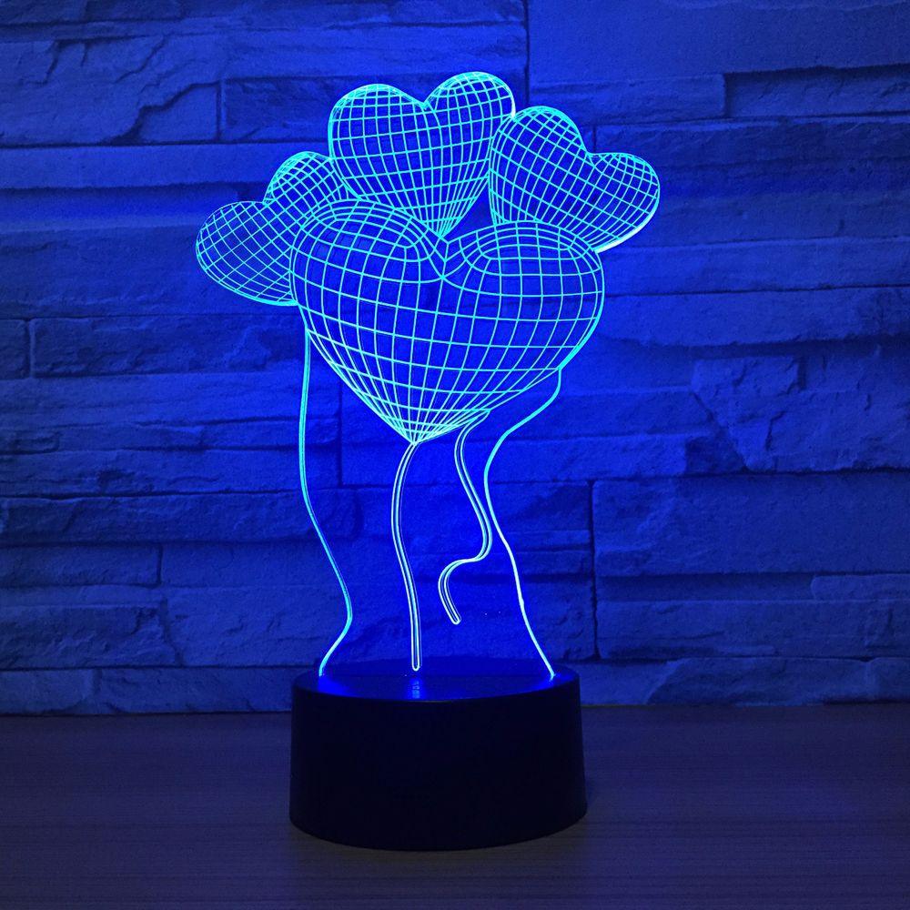 Heart Ballons 3D Optical Illusion Lamp-3D Optical Lamp