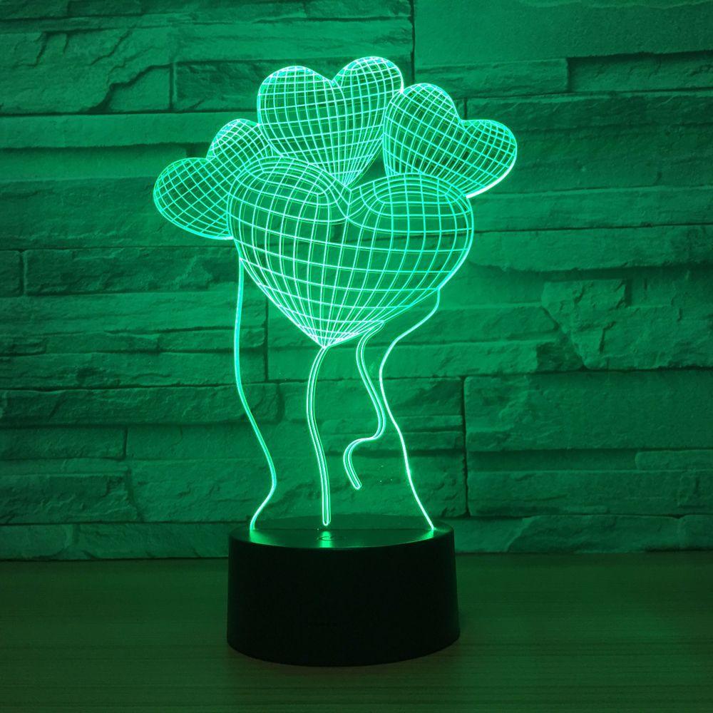 Heart Ballons 3D Optical Illusion Lamp-3D Optical Lamp