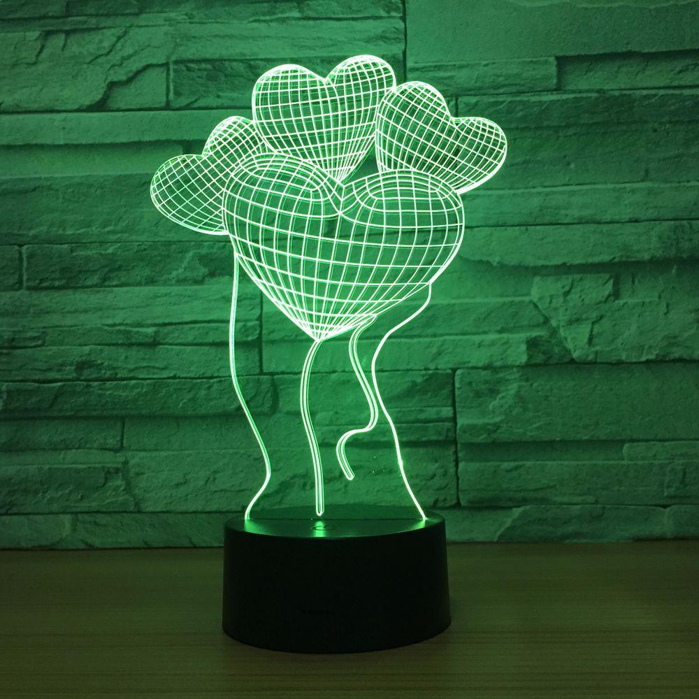 Heart Ballons 3D Optical Illusion Lamp-3D Optical Lamp
