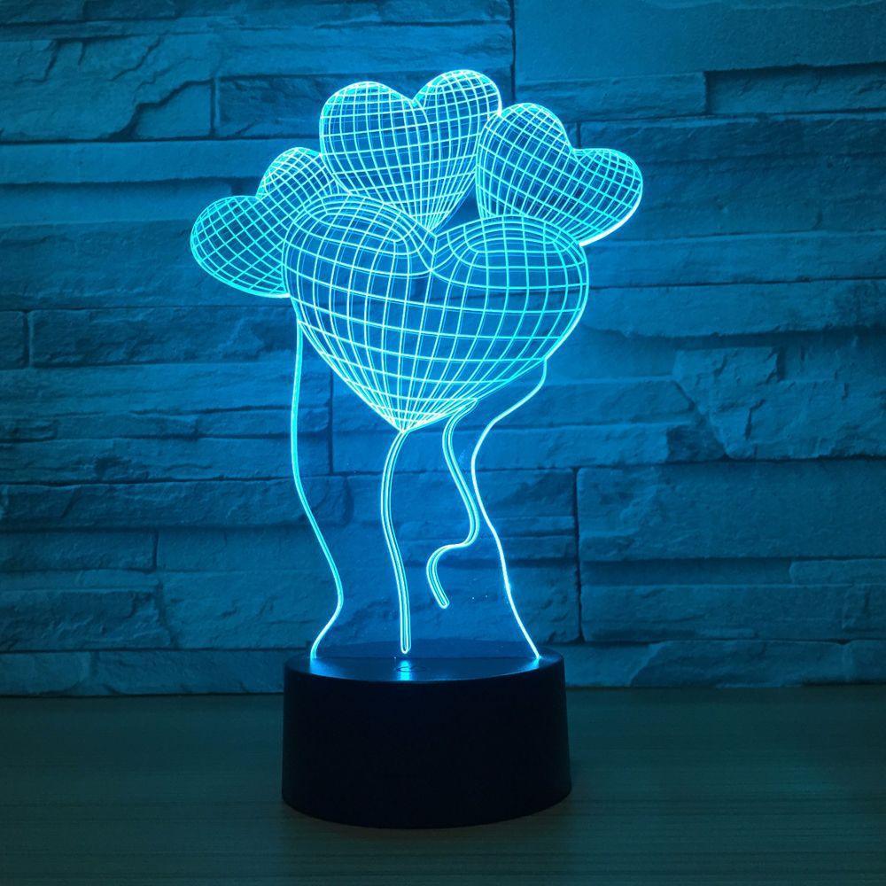 Heart Ballons 3D Optical Illusion Lamp-3D Optical Lamp