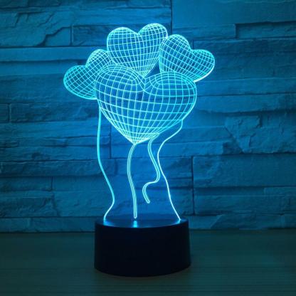 Heart Ballons 3D Optical Illusion Lamp-3D Optical Lamp