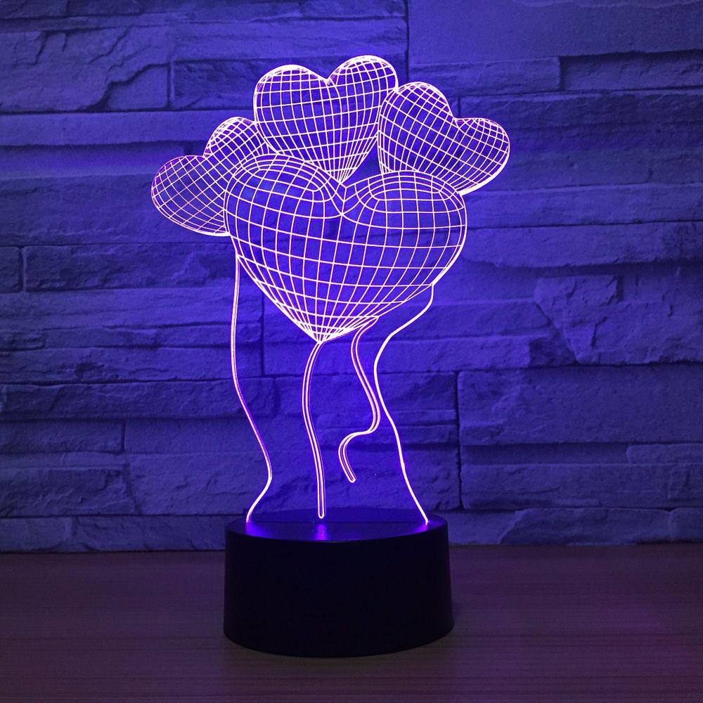 Heart Ballons 3D Optical Illusion Lamp-3D Optical Lamp