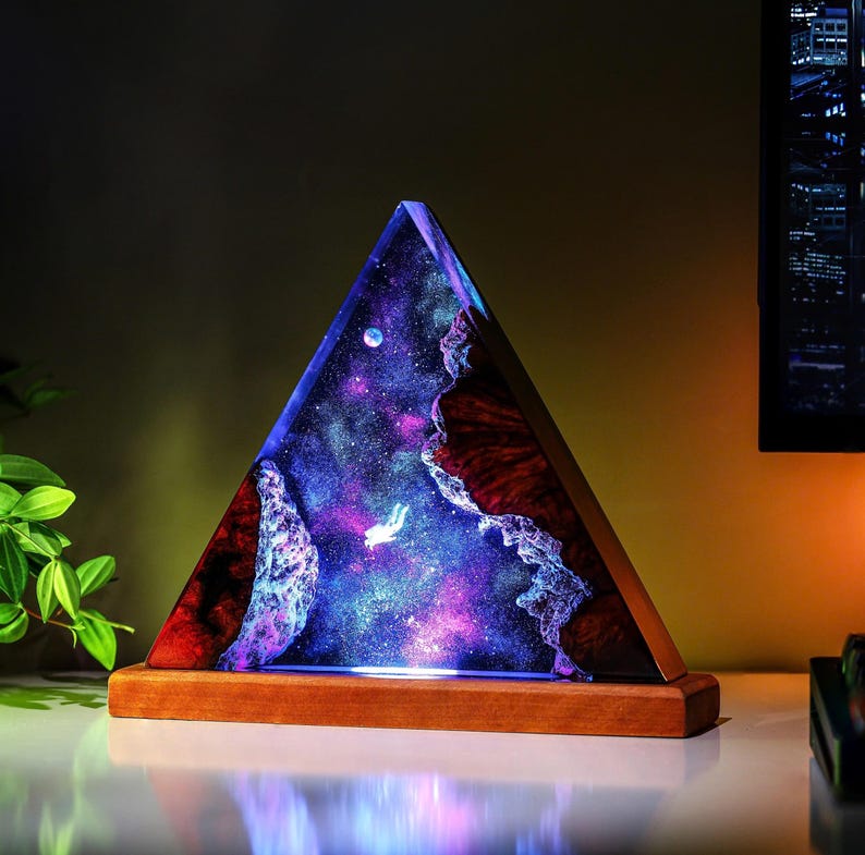Astronaut Falling Galaxy Epoxy Night Light Decor