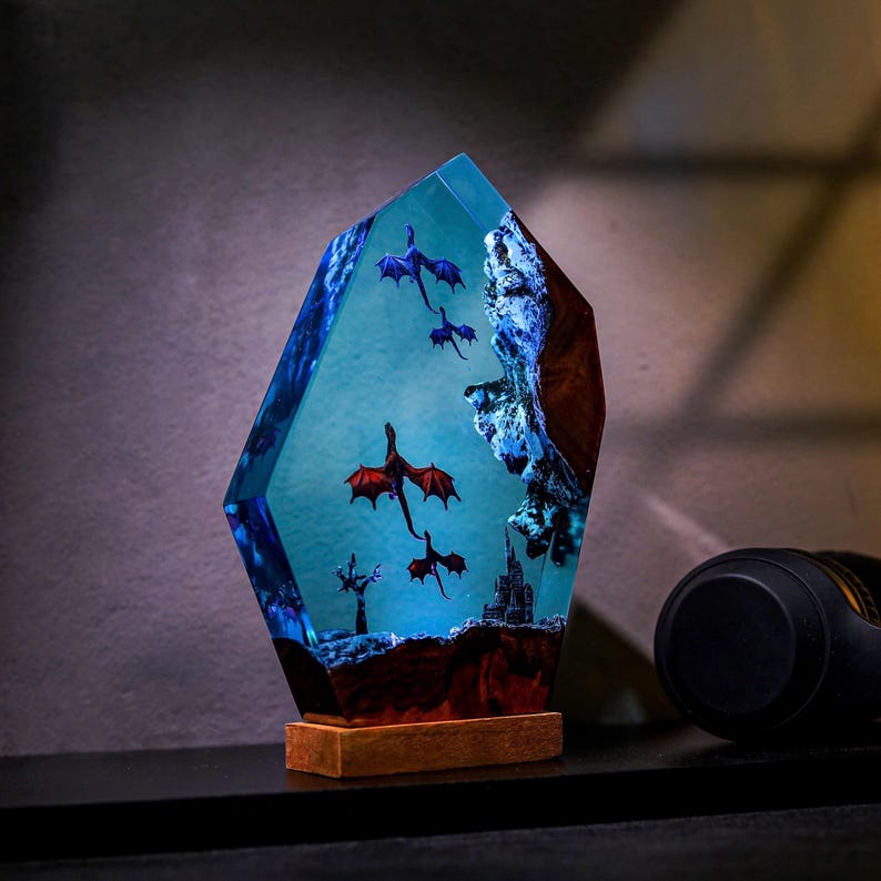 Ice And Fire Dragon Night Light Lamp Decor