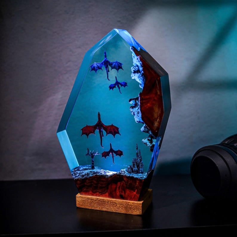 Ice And Fire Dragon Night Light Lamp Decor