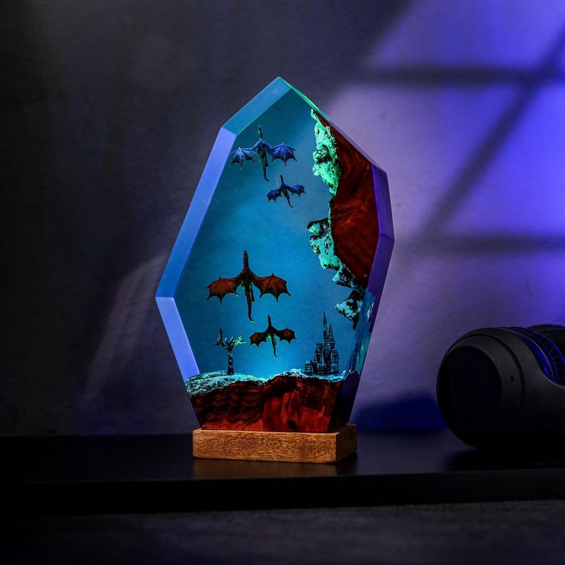 Ice And Fire Dragon Night Light Lamp Decor