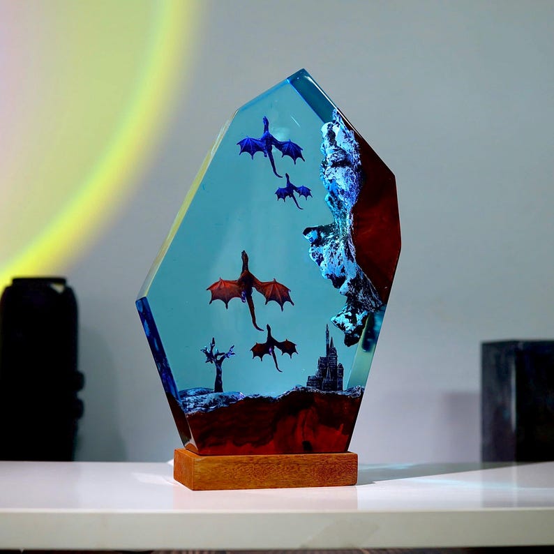 Ice And Fire Dragon Night Light Lamp Decor