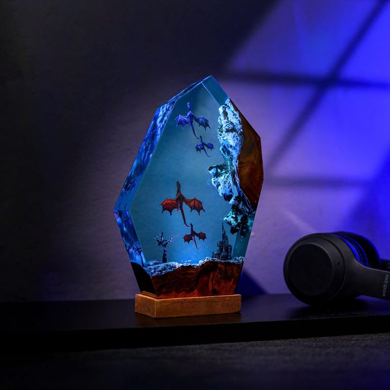 Ice And Fire Dragon Night Light Lamp Decor