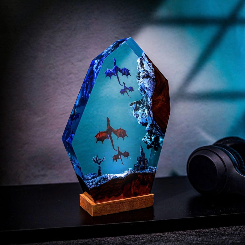 Ice And Fire Dragon Night Light Lamp Decor