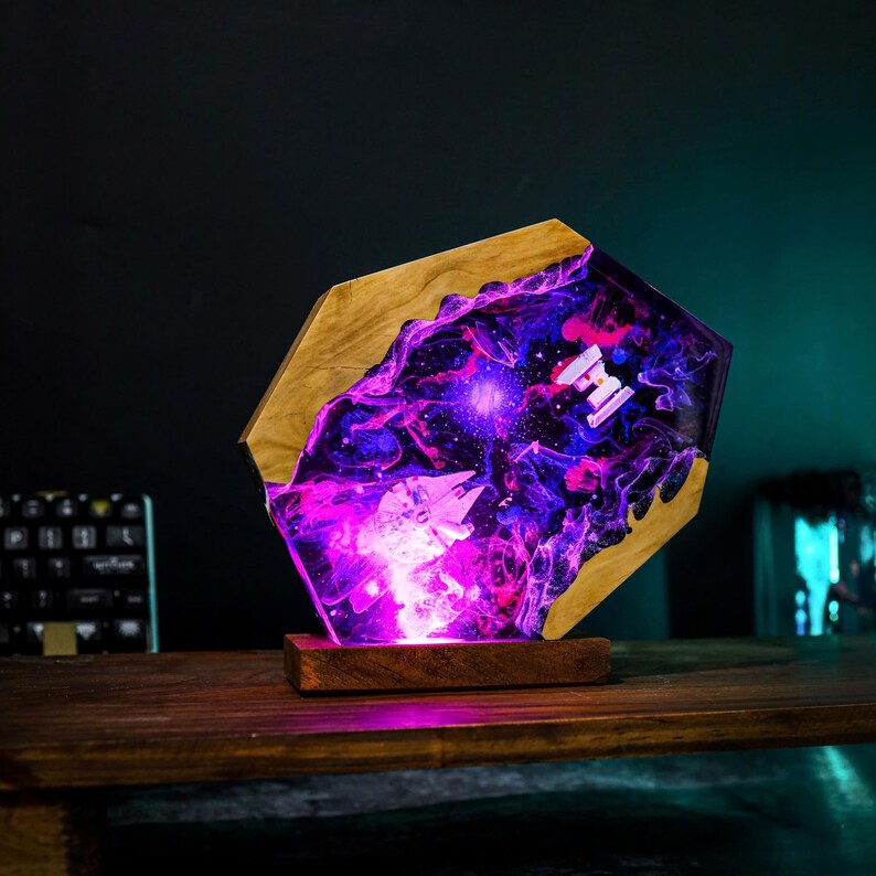 Custom Spaceship Galaxy Epoxy Night Light Decor