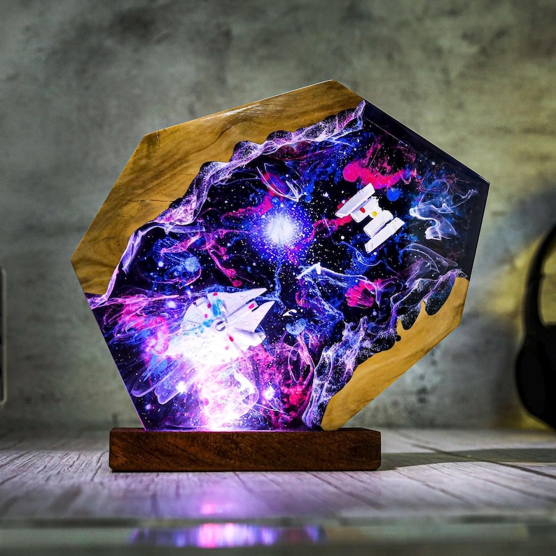 Custom Spaceship Galaxy Epoxy Night Light Decor