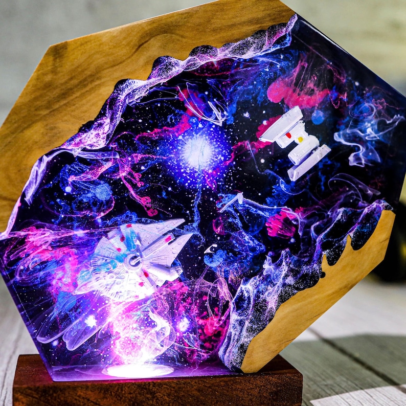 Custom Spaceship Galaxy Epoxy Night Light Decor