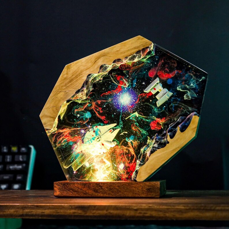 Custom Spaceship Galaxy Epoxy Night Light Decor