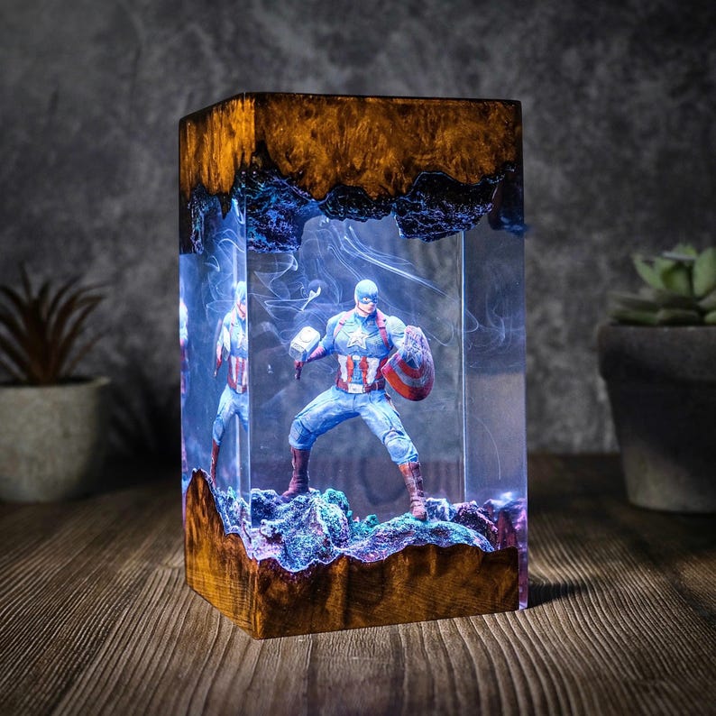 Captain Epoxy Superhero Diorama Movie Night Lamp