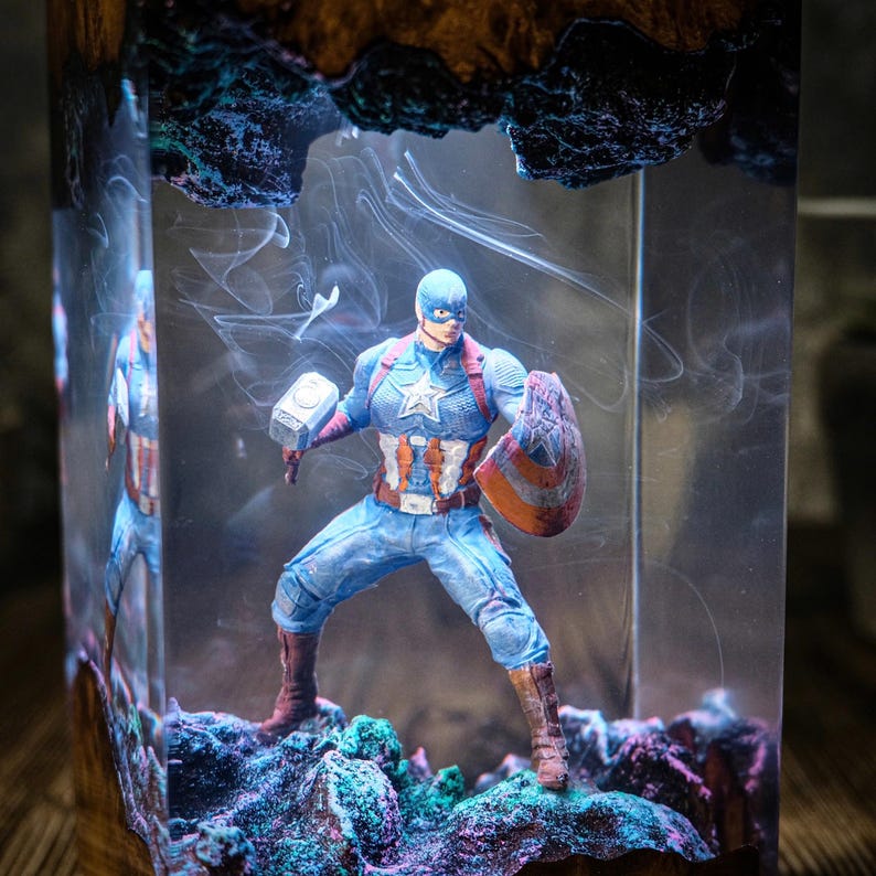 Captain Epoxy Superhero Diorama Movie Night Lamp