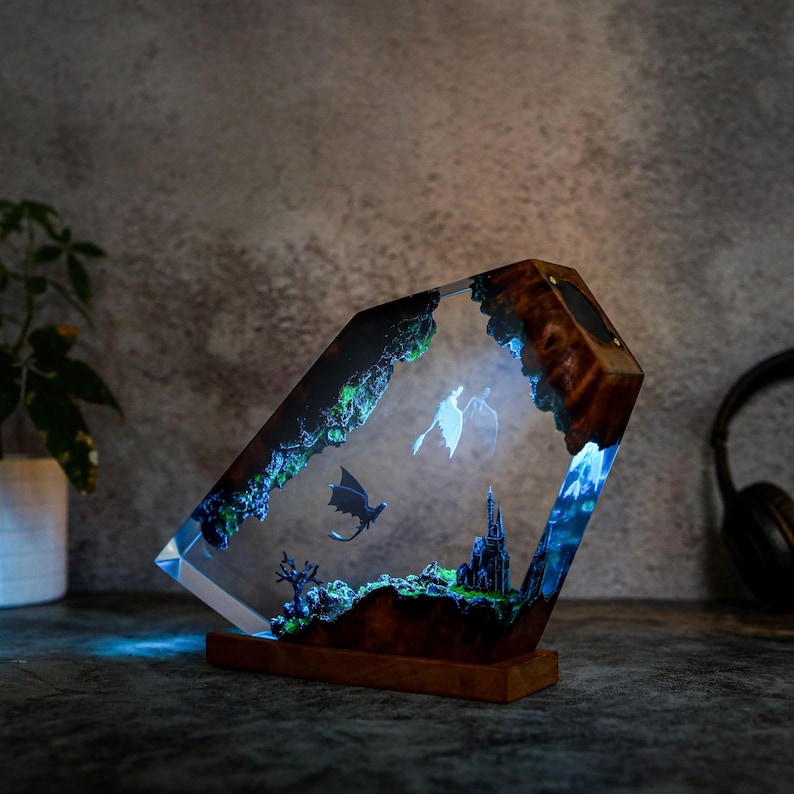 HTTYD Toothless Light Fury Epoxy Resin Lamp