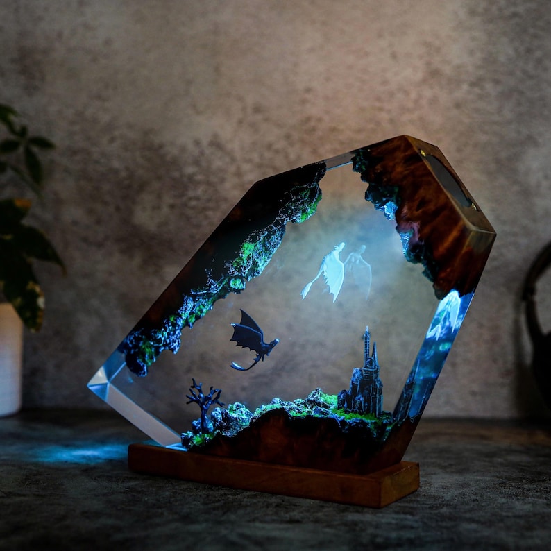 HTTYD Toothless Light Fury Epoxy Resin Lamp