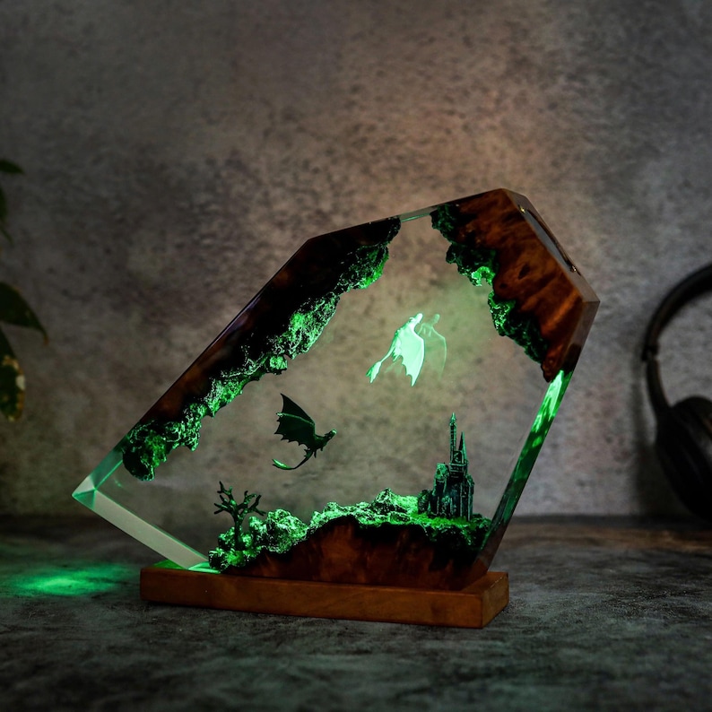 HTTYD Toothless Light Fury Epoxy Resin Lamp